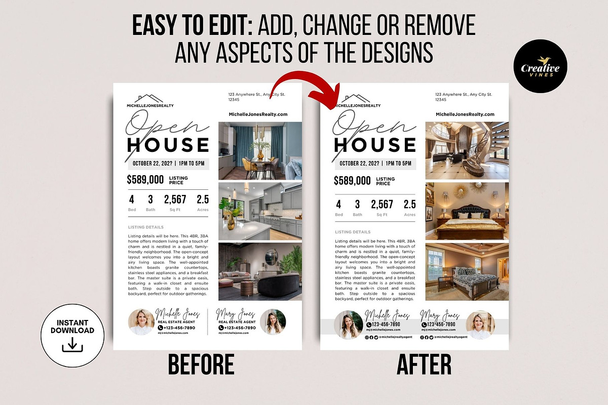 Co-branded Open House Flyer, a Flyer Template by CreativeVinesStore (Photo 4 of 5)