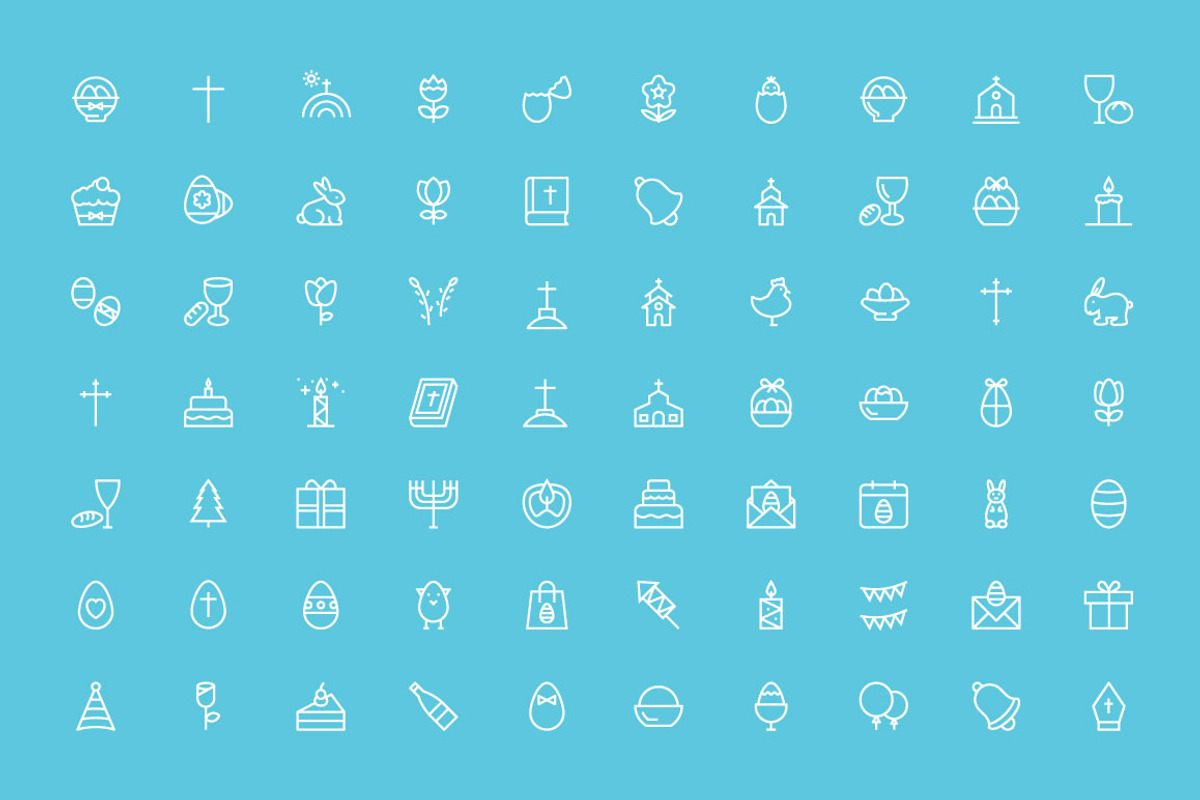 150 Easter Vector Line Icons preview 2