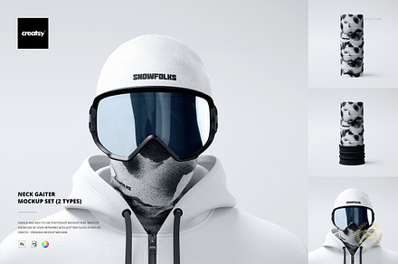 Neck Gaiter Mockup Set (2 types), a Mask Mockup by creatsy5
