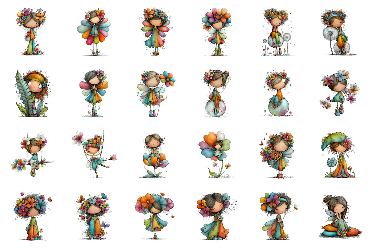 Whimsical Spring Fairy Clipart, an Illustration by CreationArt (Photo 5 of 7)