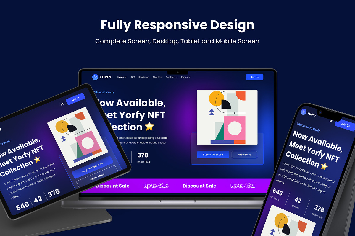 Yorfy NFT Portfolio Website UI Kit, a Templates & Theme by Streal Creative (Photo 3 of 7)