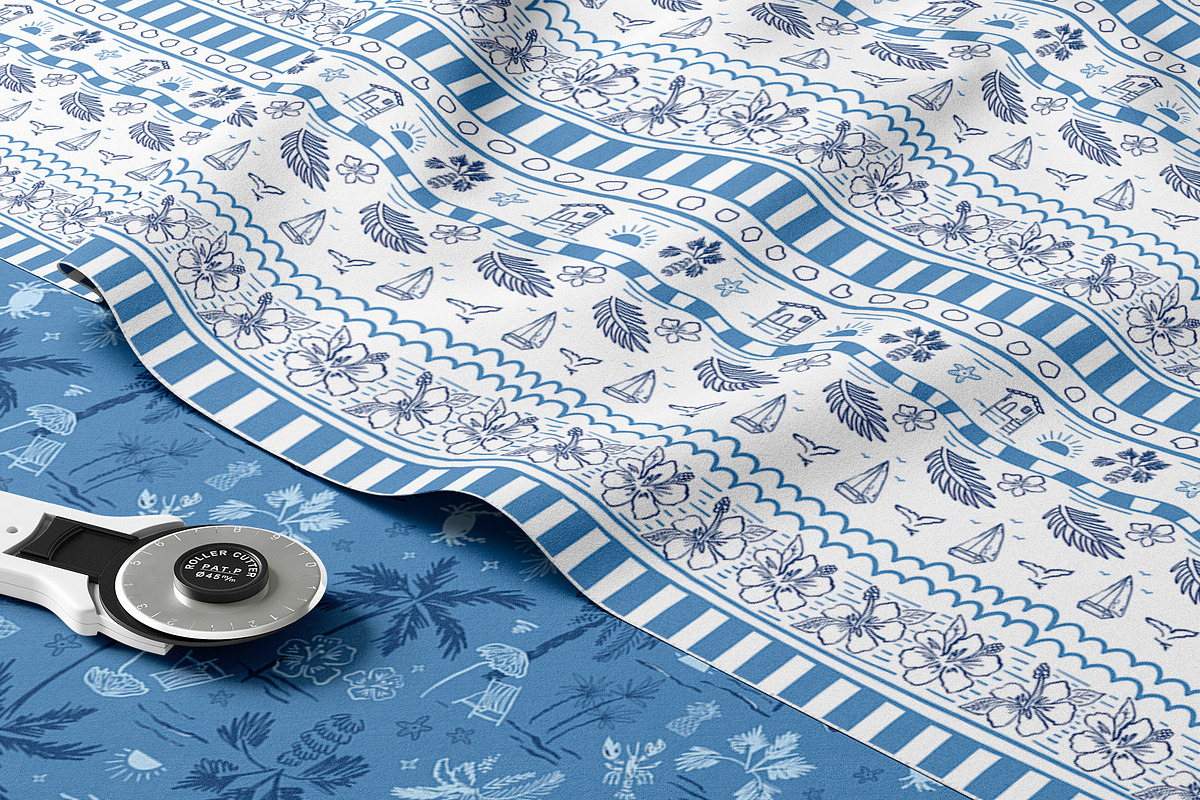 Blue tropical summer beach patterns, a Pattern Graphic by Tani Kuzminka (Photo 21 of 22)