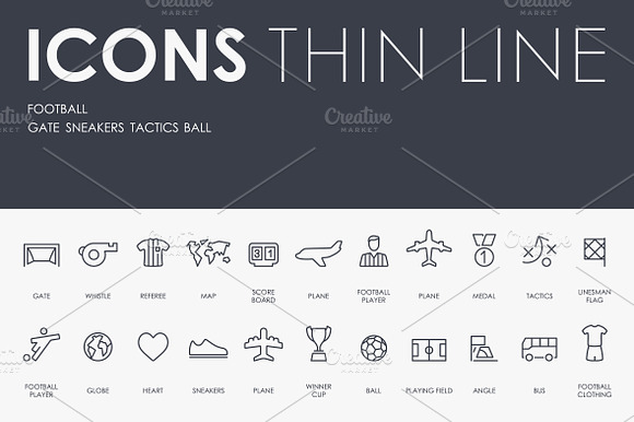 Football Thinline Icons