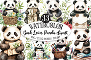Watercolor Book Lover Panda clipart, a Seasonal Illustration by Designking (Thumbnail 1 of 5)