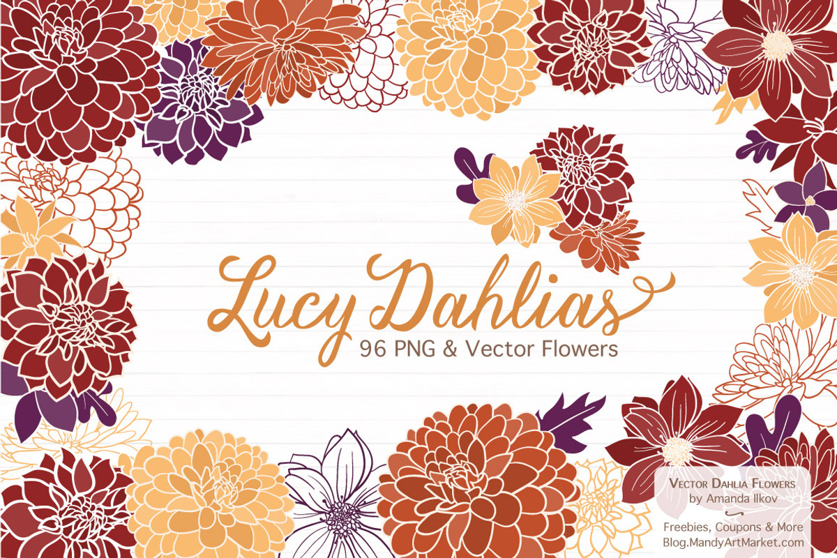 Autumn Dahlia Flower Clipart, an Illustration by Amanda Ilkov (Photo 1 of 4)