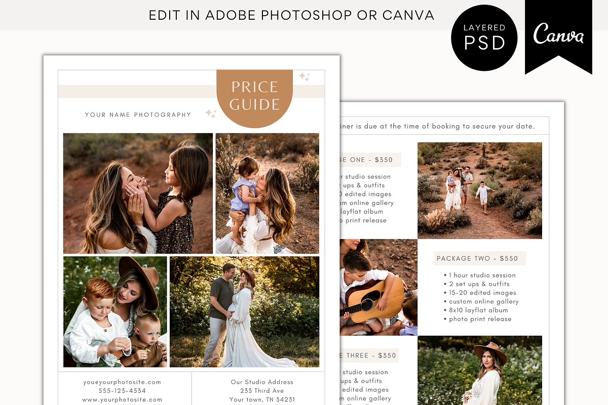 Photography Price Guide Template, a Flyer Template by Sweet Little Muse (Photo 1 of 4)
