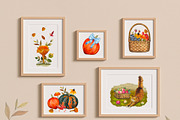Watercolor Autumn Harvest Clipart, a Seasonal Illustration by DiashaArt (Thumbnail 7 of 17)