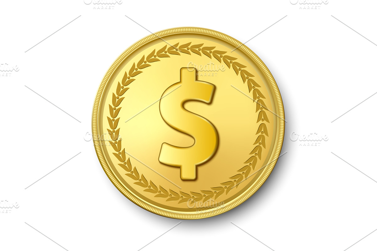 Vector Realistic Golden Coin Set., an Object Graphic by Gomolach (Photo 6 of 7)