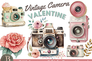 Vintage Camera Valentine Clipart