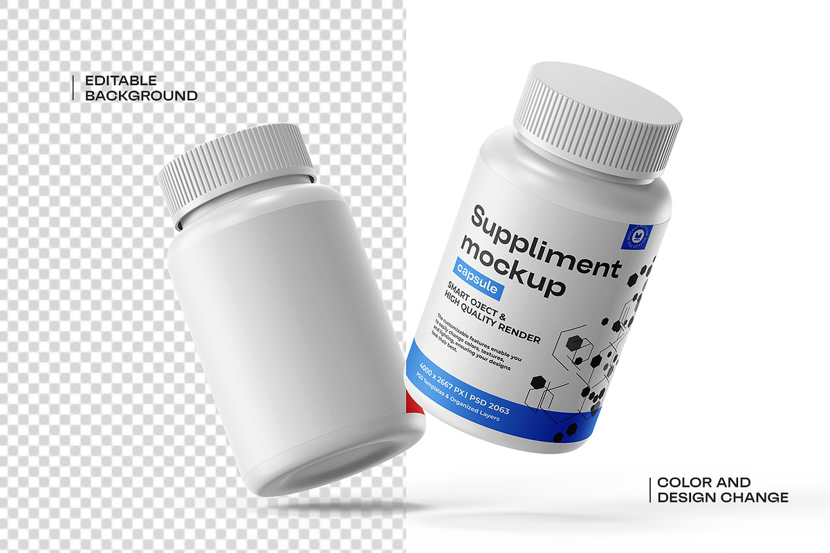 Medical Supplement Bottle Mockup, a Packaging Mockup by Ram Studio LLC (Photo 9 of 15)