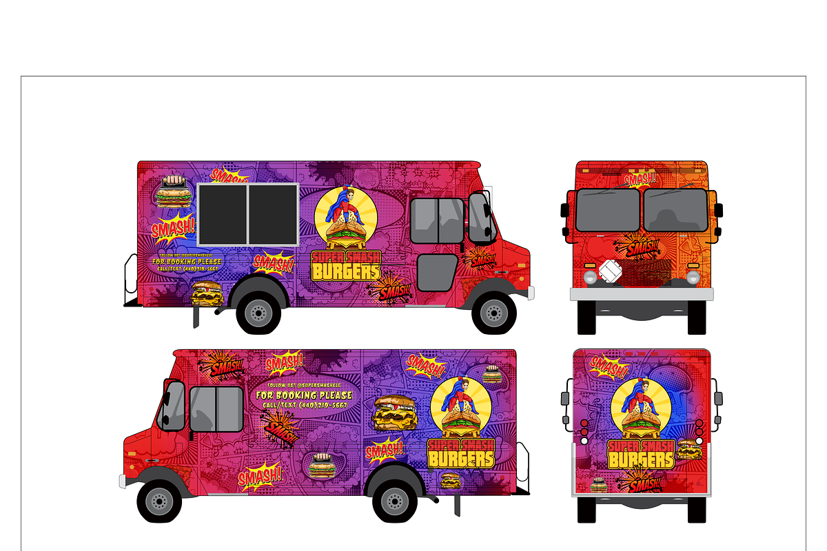 Super Smash Burgers Truck Design, a Food Illustration by CarWrap design (Photo 1 of 4)