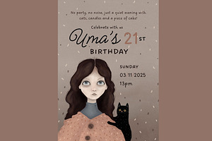Quiet Birthday Invitation, an Invitation Template by DijanaDesignShop