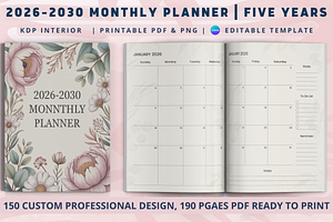 2026-2030 Monthly Planner Five Years, a Design Template by Book2bees