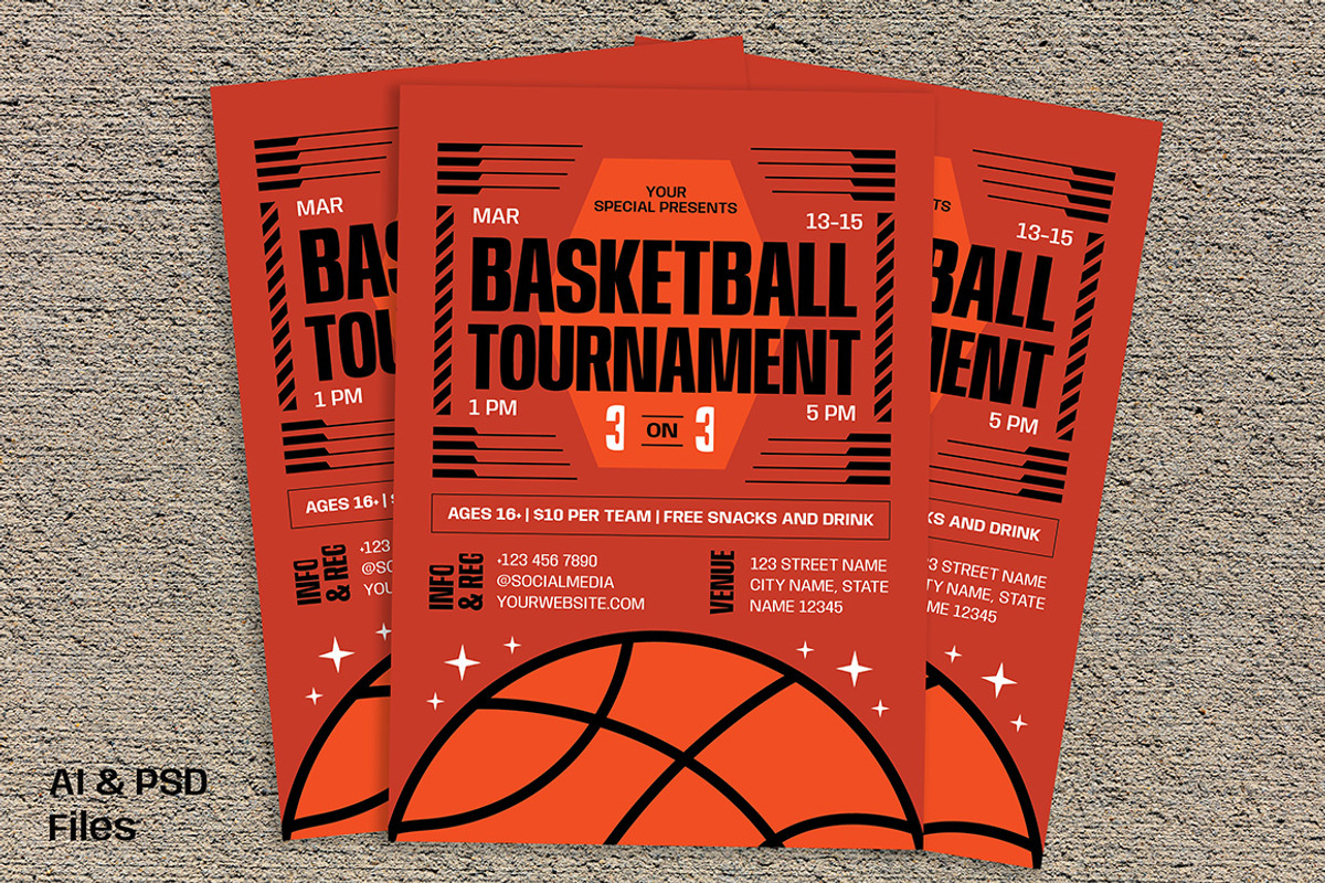 Modern Basketball Tournament Flyer, a Flyer Template by Gumico Studio. (Photo 2 of 3)