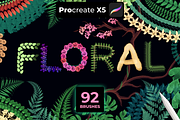 92 FLORAL brushes for PROCREATE X5, a Brush Add-On by Graphics Resources (Thumbnail 1 of 15)