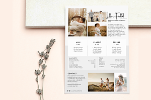 1-Page Photography Pricing Template, a Flyer Template by White Dreamers