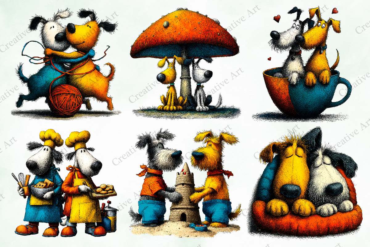 Quirky Dogs Friendship Clipart, an Illustration by Creative Art (Photo 4 of 9)