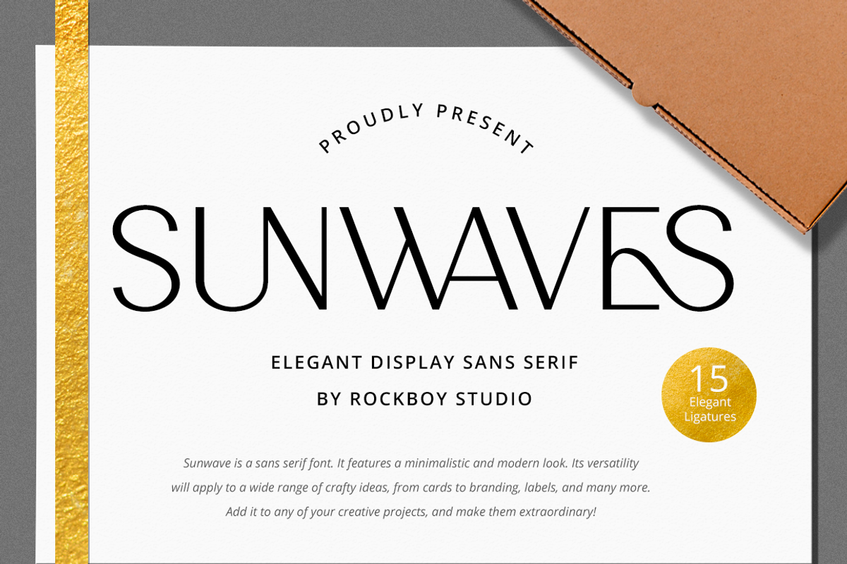 Sunwaves - Advertisement Font, a Sans Serif Font by RockboyStd (Photo 1 of 12)
