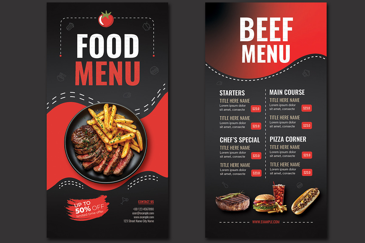 Food Menu Template, a Flyer Template by MightyDesign (Photo 2 of 5)