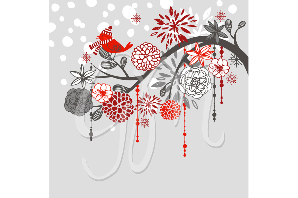 Christmas clipart bird on the branch, a Decorative Illustration by GraphicMarket (Photo 3 of 4)