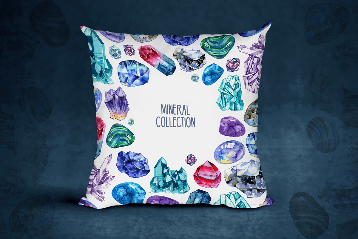 Watercolor minerals and gems, an Illustration by NataliMiasStore (Photo 6 of 10)