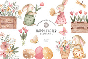 Happy Easter watercolor clipart, an Animal Illustration by BrushArtDesigns (Thumbnail 1 of 5)
