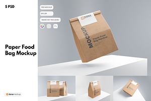 Paper Food Bag Mockup, a Packaging Mockup by DSNA Mockup