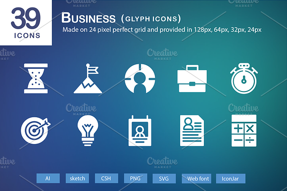 39 Business Glyph Icons