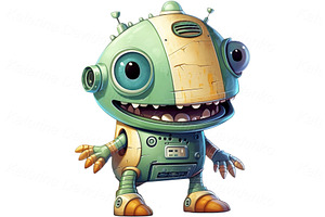 Cute Cartoon Robots, Cyborgs, Aliens