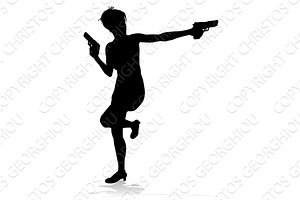 Silhouette Woman Female Movie Action, a Person Illustration by Christos Georghiou