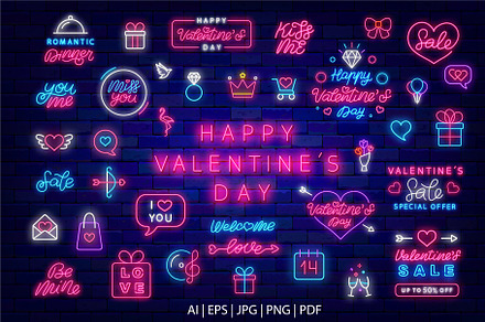 Happy Valentines Day neon pack