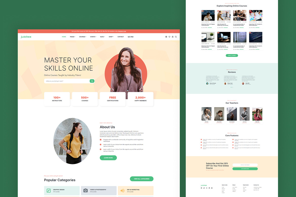 Jubilee - Online Course Web Template, a Bootstrap Template by TemplatesJungle