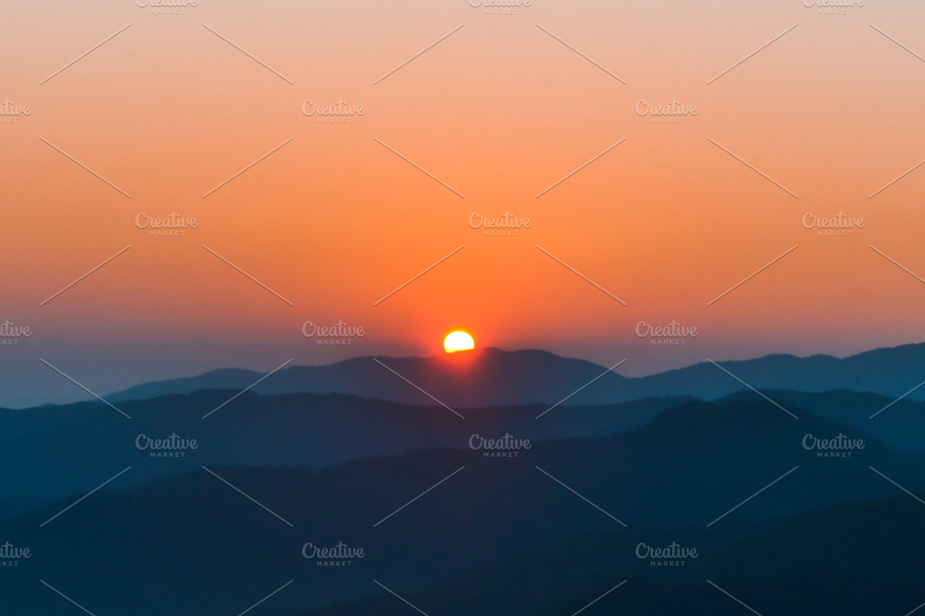 Sunrise on mountain stock photo containing autumn and background, a Nature Photo by Artmeesri
