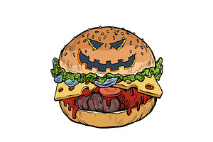 Burger Fast Food With Halloween