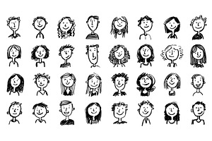 Avatar doodle set. Avatars drawing, a Person Illustration by Stock-Smart-Start