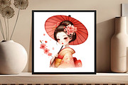 Japanese Geisha Clipart, Asian Beaut, an Illustration by DreamCafeArt (Thumbnail 6 of 7)