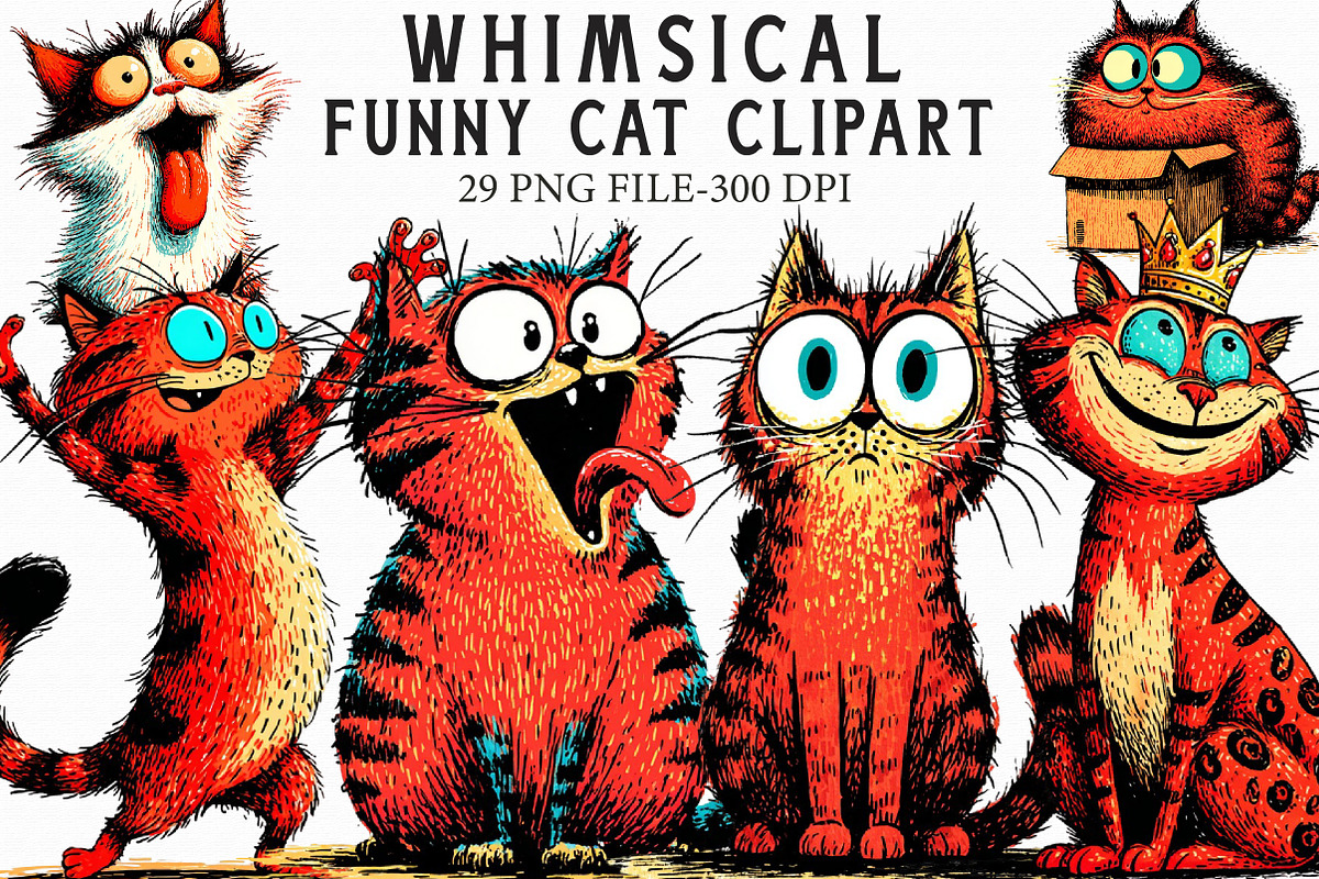 Funny Cat Clipart, an Illustration by Libby Wishes (Photo 1 of 6)