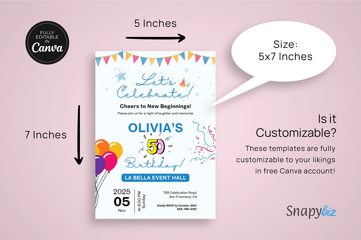 Let's Celebrate Invitation Template, an Invitation Template by Snapybiz (Photo 4 of 8)