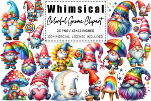 Whimsical Colorful Gnome Clipart, a Graphic by CitraGraphics