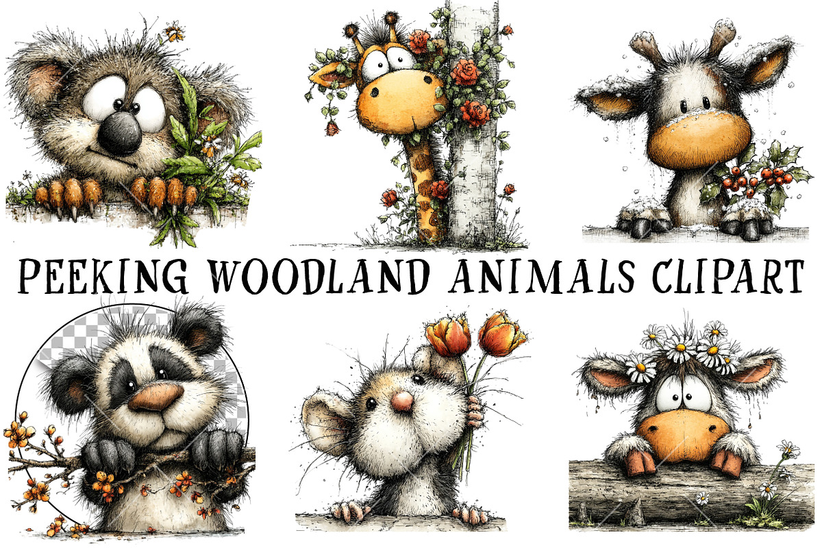 Peeking Woodland Animals Clipart, an Illustration by OK Design (Photo 2 of 6)