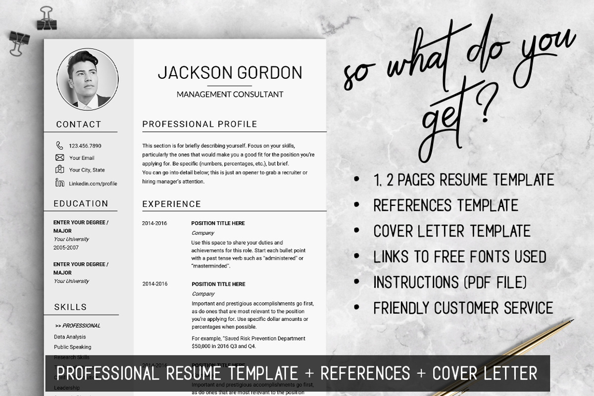 Professional RESUME TEMPLATE / JG, a Resume Template by LevelUpResume (Photo 3 of 5)