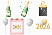 Gold Silver New Year 2026 Clipart, an Illustration by Libby Wishes (Thumbnail 5 of 5)