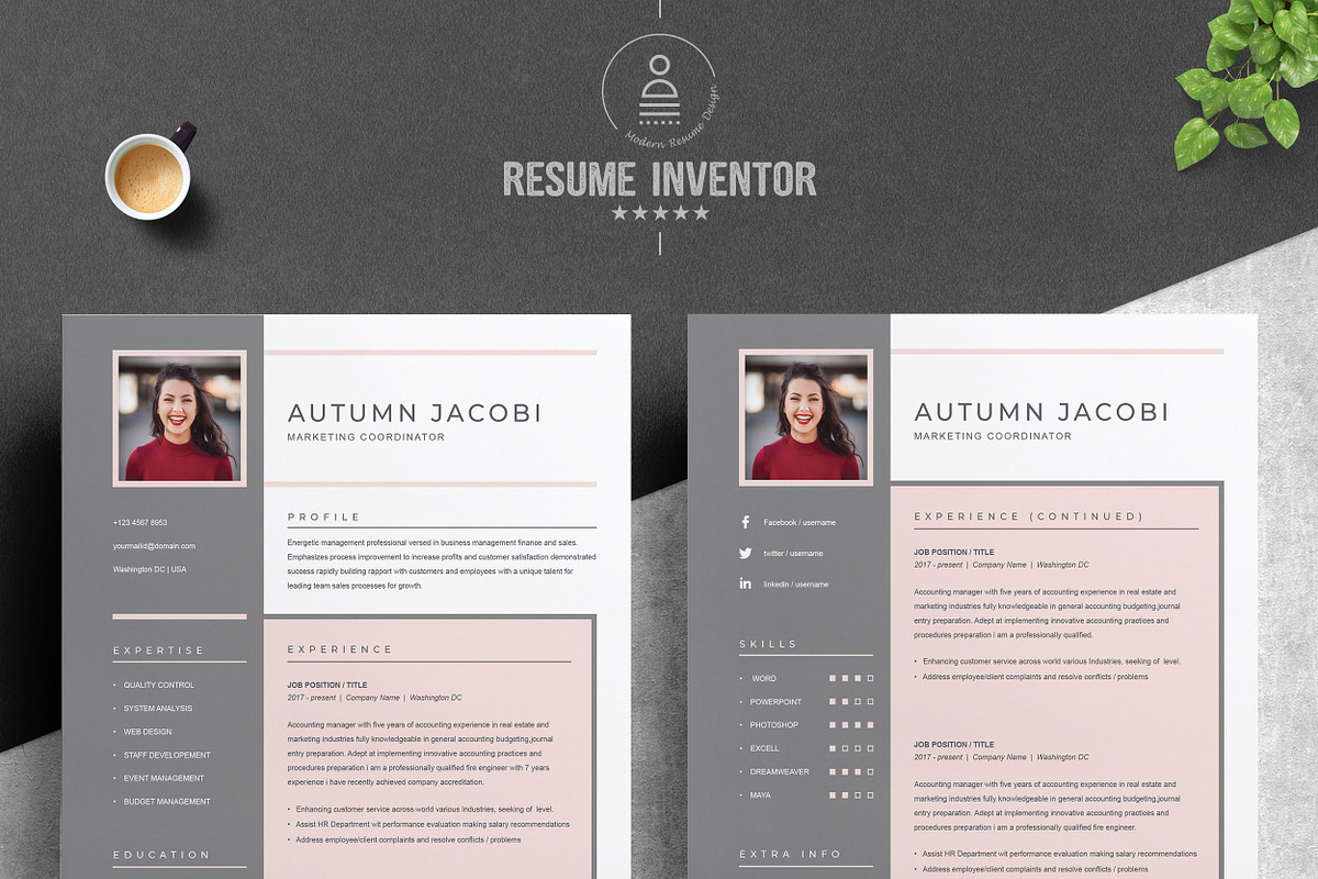 Resume / CV Template 3 Page, a Resume Template by ResumeInventor