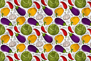 Vegetables Seamless Pattern #03, a Background Graphic by MEDZ (Thumbnail 1 of 3)