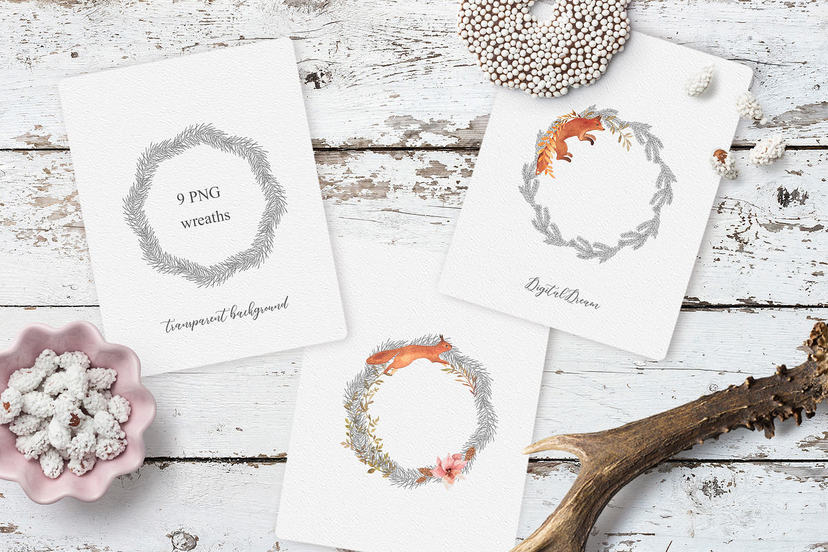 forest animals WREATHS, an Animal Illustration by DigitalDream (Photo 3 of 6)