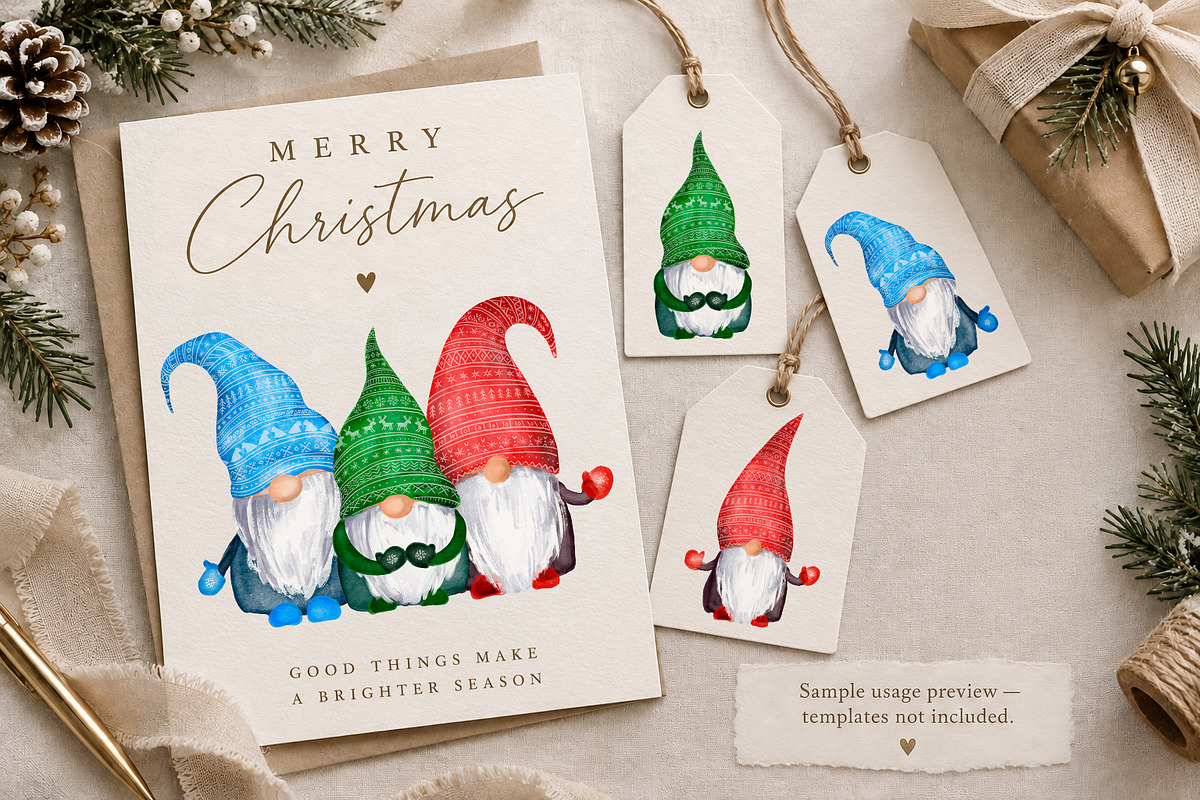 Cute Christmas Gnomes Clipart PNG, a Seasonal Illustration by Where summer is (Photo 3 of 3)