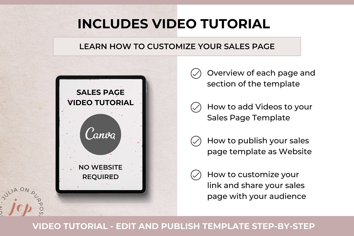 Course Sales Page Canva Template, a Landing Page Template by Julia On Purpose (Photo 5 of 8)