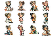 Cute Baby Girl Teddy Bear Clipart, an Illustration by DreamArtGraphic (Thumbnail 2 of 4)