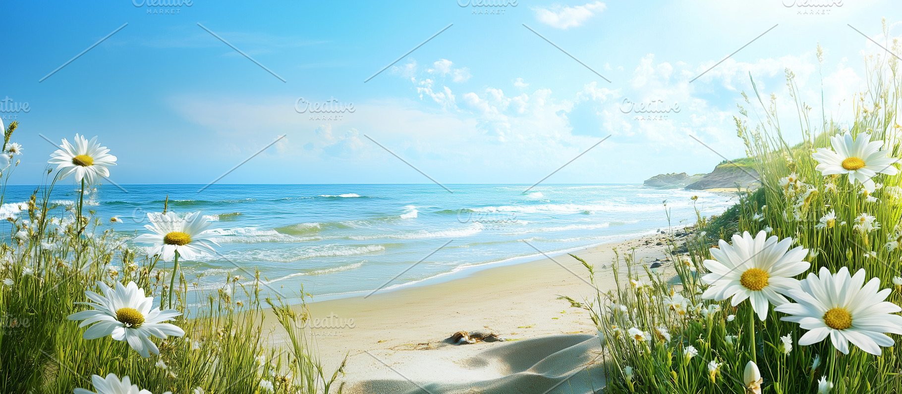 Sunny coastal landscape with gentle, a Nature Photo by MistyDay