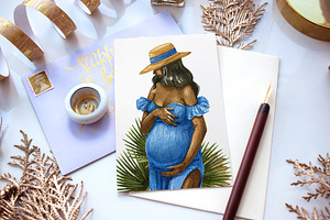 Watercolor Pregnancy Illustration